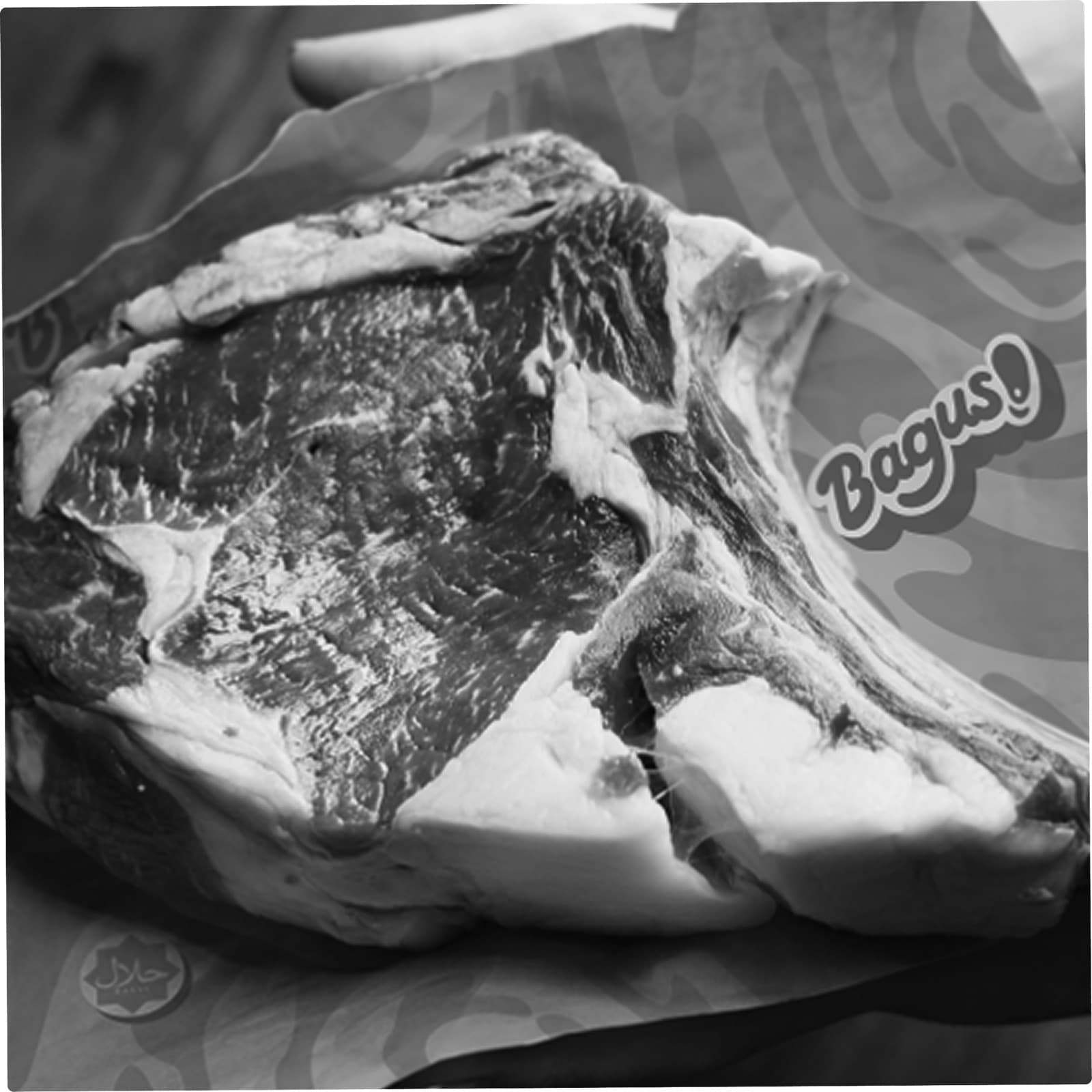 Bagus marbled steak, black and white