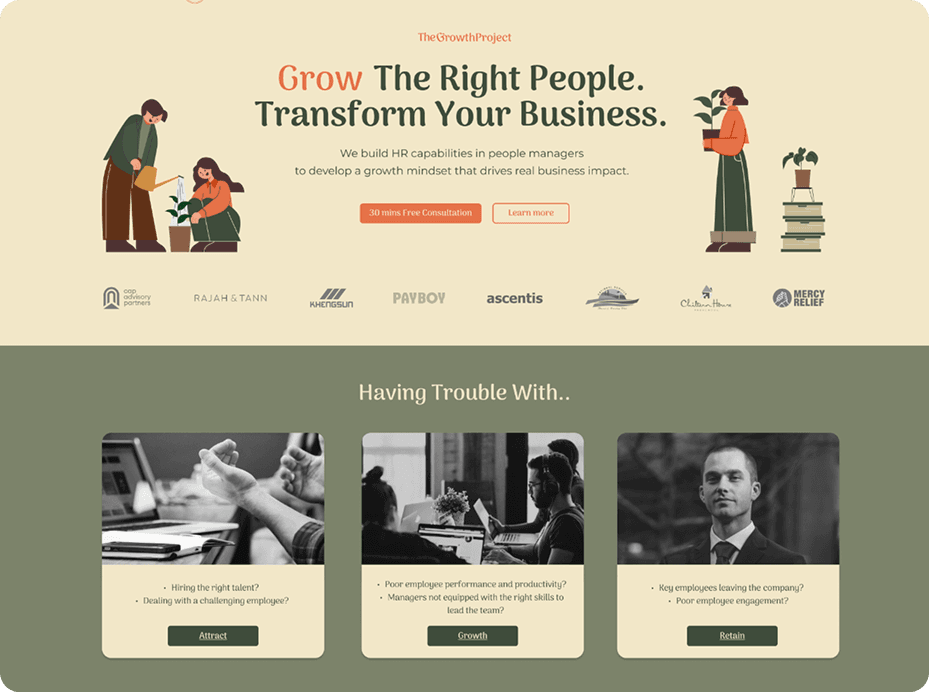 The Growth Project website landing page