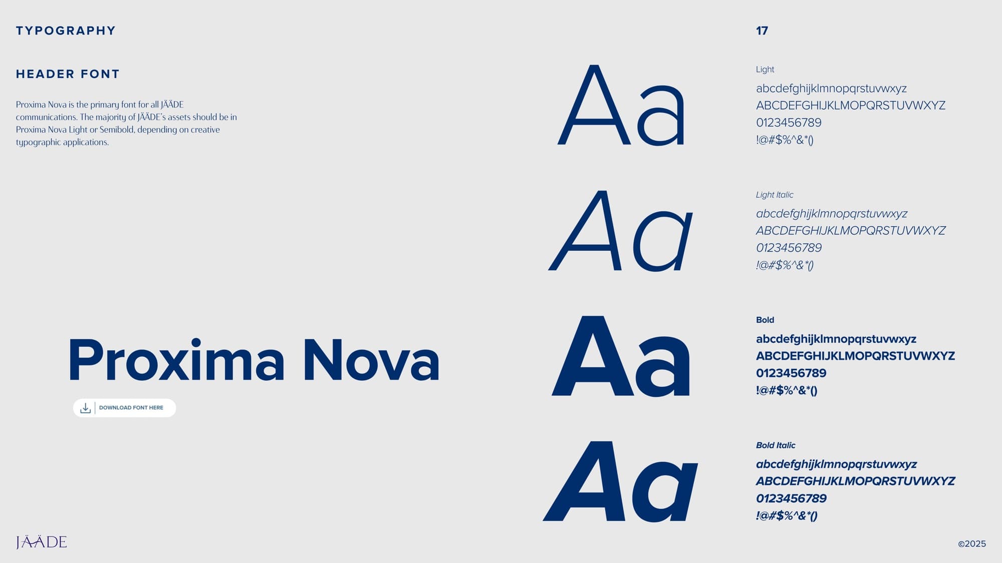 Header font (Proxima Nova)